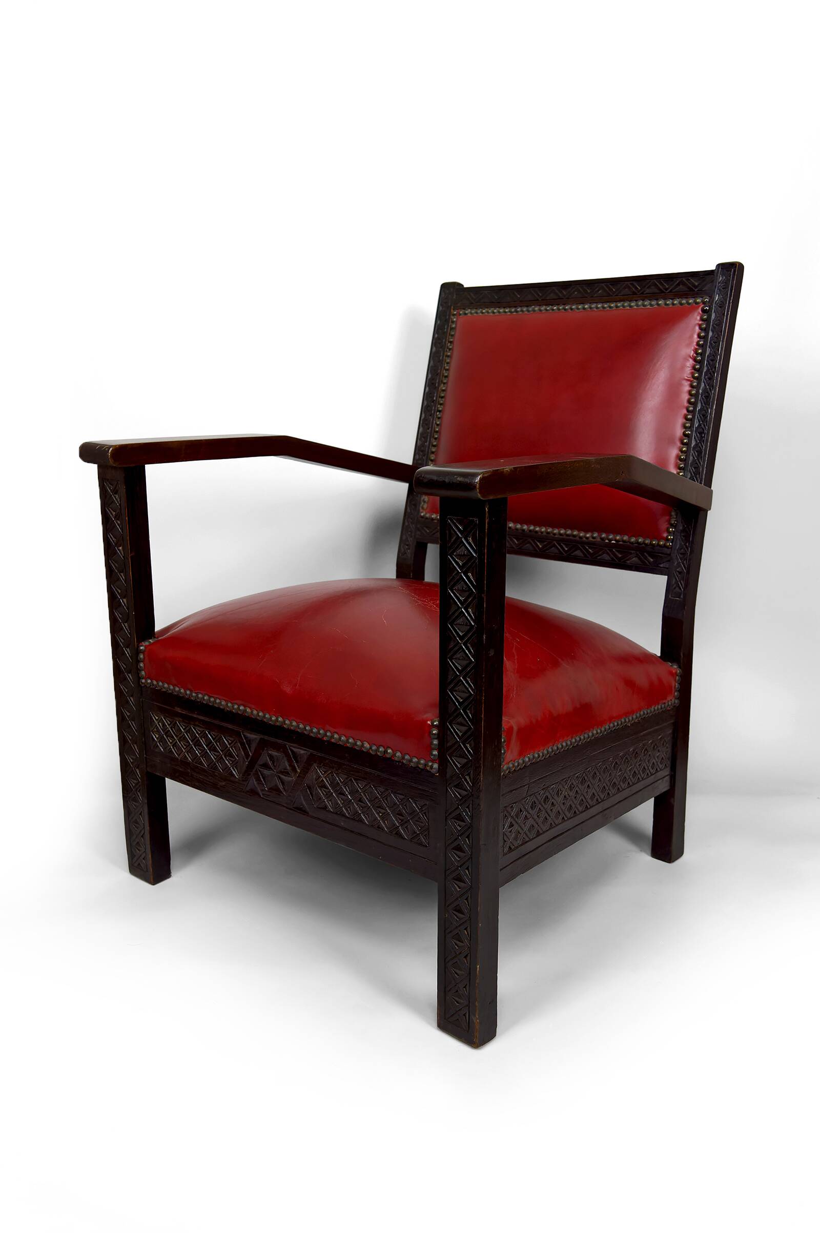 Paire de Fauteuils Art Deco Colonial en Bois Sculpté, Algérie, 1930