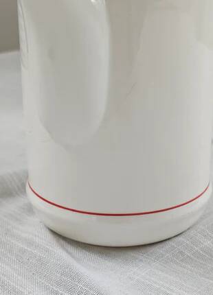 White and red Royal Tudor porcelain coffee pot