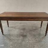 Antique farmhouse table in walnut, turned legs, France