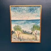 Original Swedish Oil on Panel - "Landskrona" by Stig Allan - Signed - Vintage and Framed - 60 × 50 cm (23.6" × 19.7")