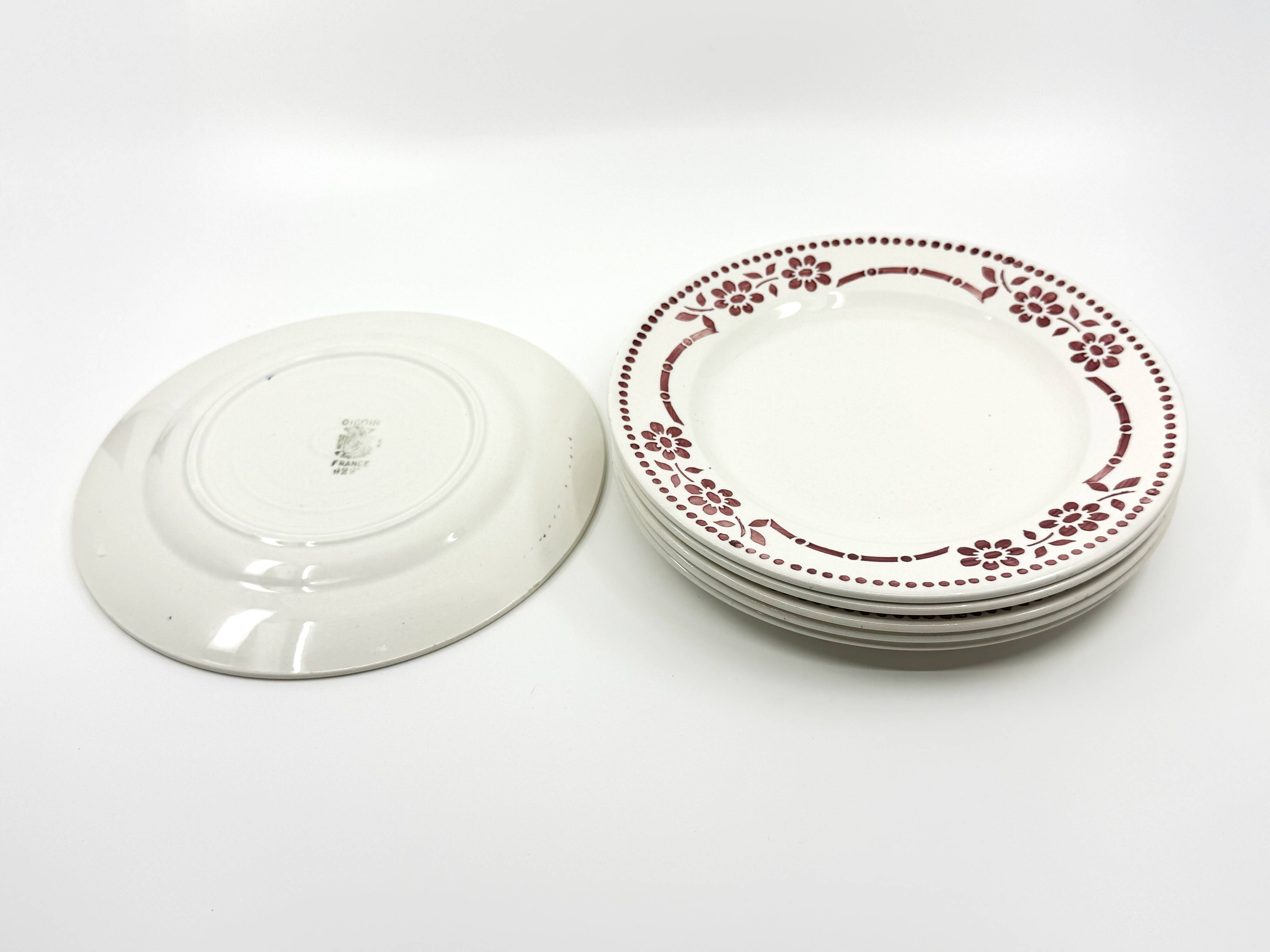 6 assiettes à dessert • Digoin Sarreguemines • 1920-1950