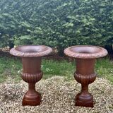 Médicis cast iron vases (the pair) Height 74 cm