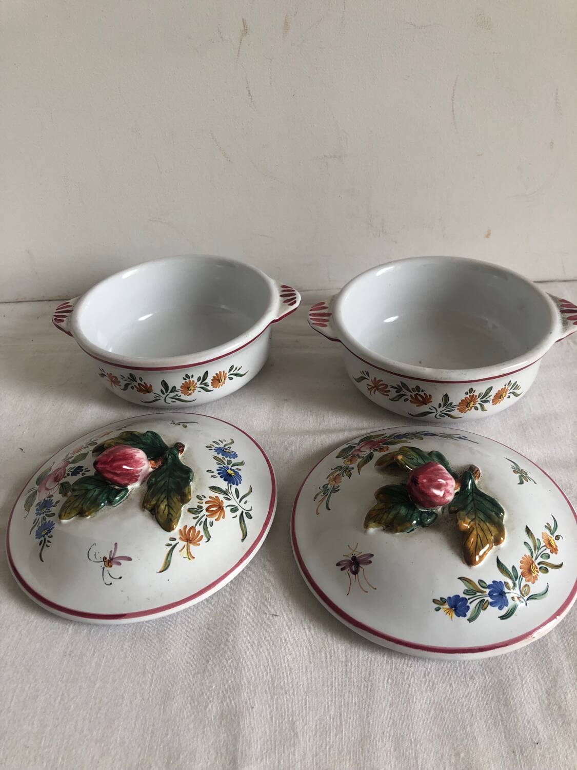 Lot of ceramic pieces Emile Tessier Malicorne sugar bowl candy dish