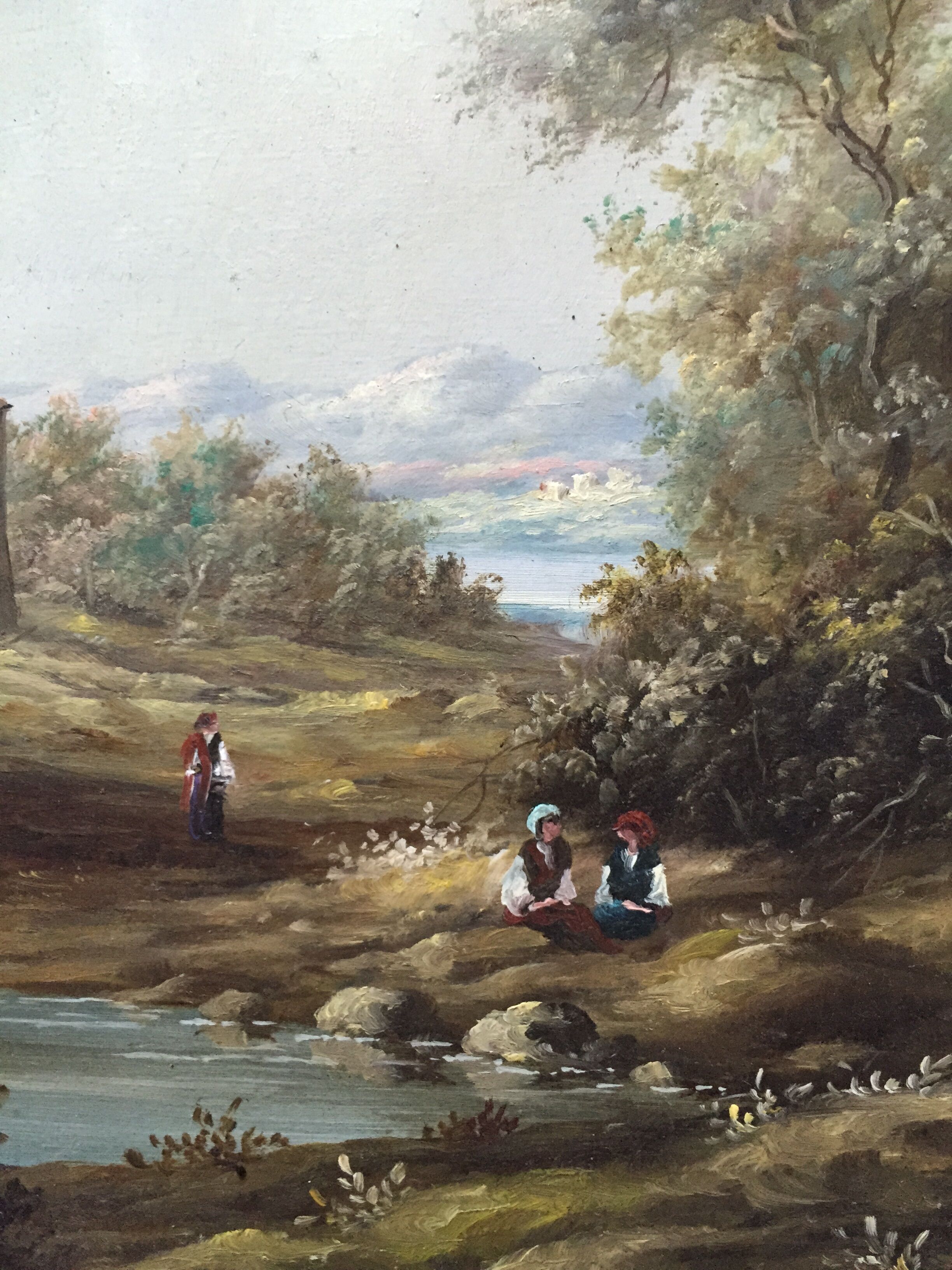 Oil on panel: lively landscape