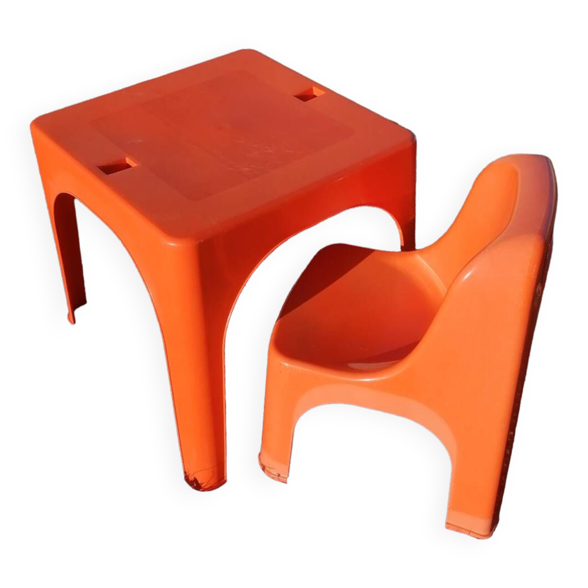 Children's orange table and chair set Progarden Italy