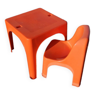 Ensemble table et chaise orange enfant Progarden Italy