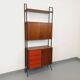 Vintage Italian modular bookcase in teak, metal and melamine