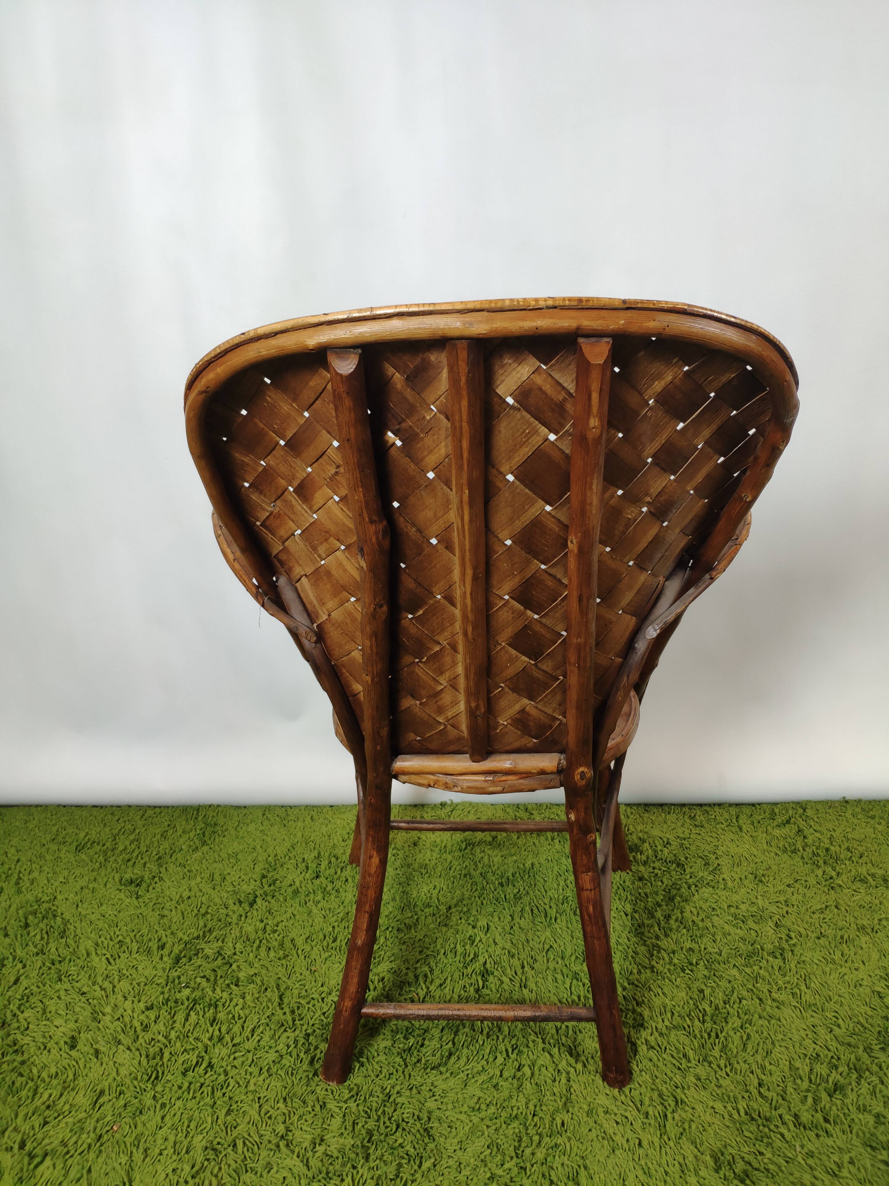 Vintage braided chestnut chair