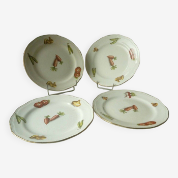 Assiettes a dessert en faience decor legumes 4 saisons