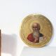 19th Century Round Icon of the Holy Apostle John the Theologian in Oak & Go