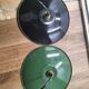 2 enameled sheet metal pendant lights