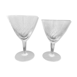 2 verres à vin en verre gravé 9 cl et 6 cl
