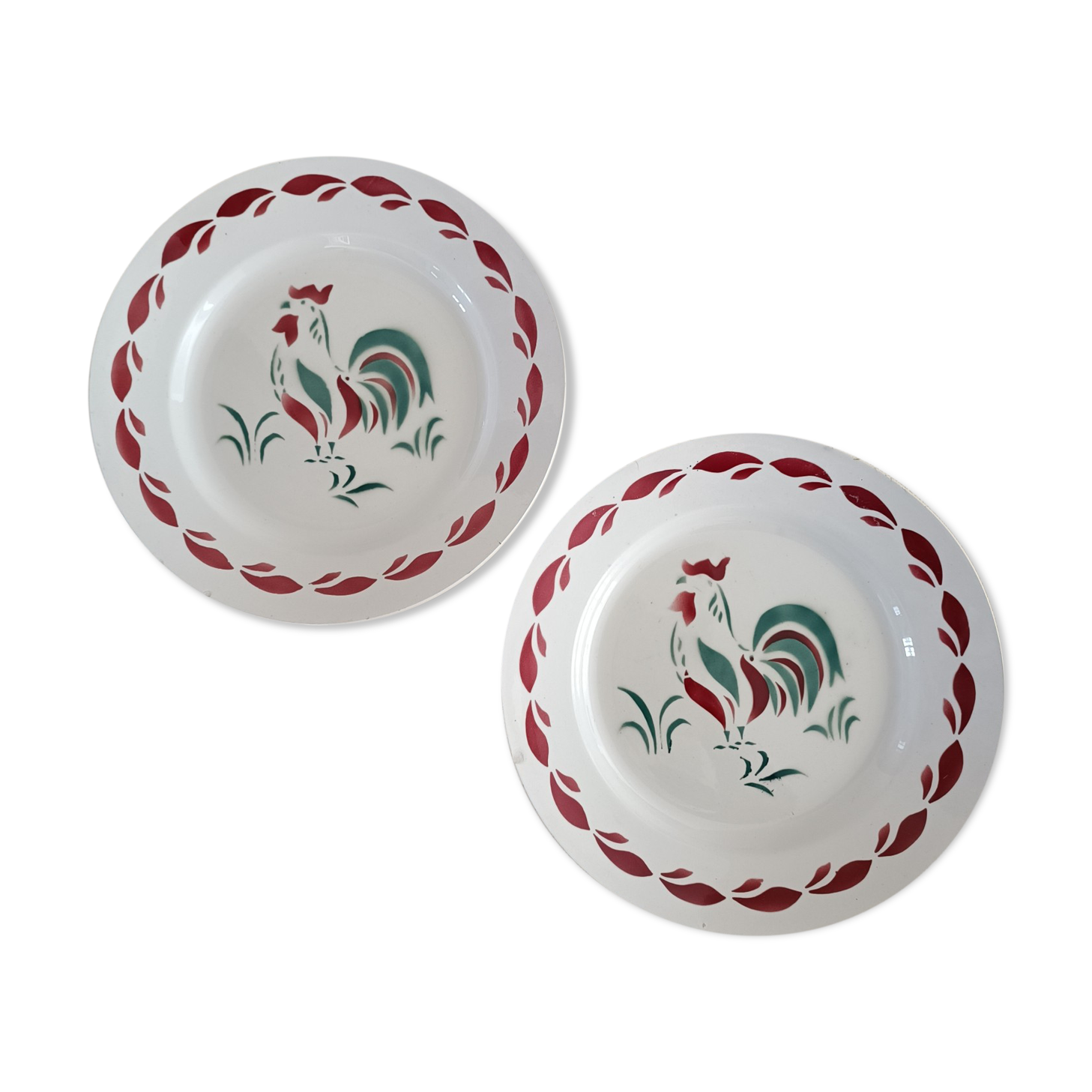 assiettes à décor de coq, Céranord Selency