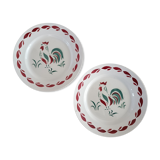 2 plates decorated with rooster, Céranord