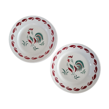 2 assiettes à décor de coq, Céranord
