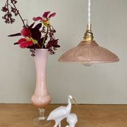 Vintage art eco lampshade pendant light in pink frosted glass