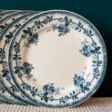 Set of 5 old blue flat plates H.B.&Cie