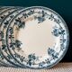 Set of 5 old blue flat plates H.B.&Cie