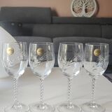 Lot of 4 large red wine glasses. Fleury cut Epi/Crystal Arques 24.5cl