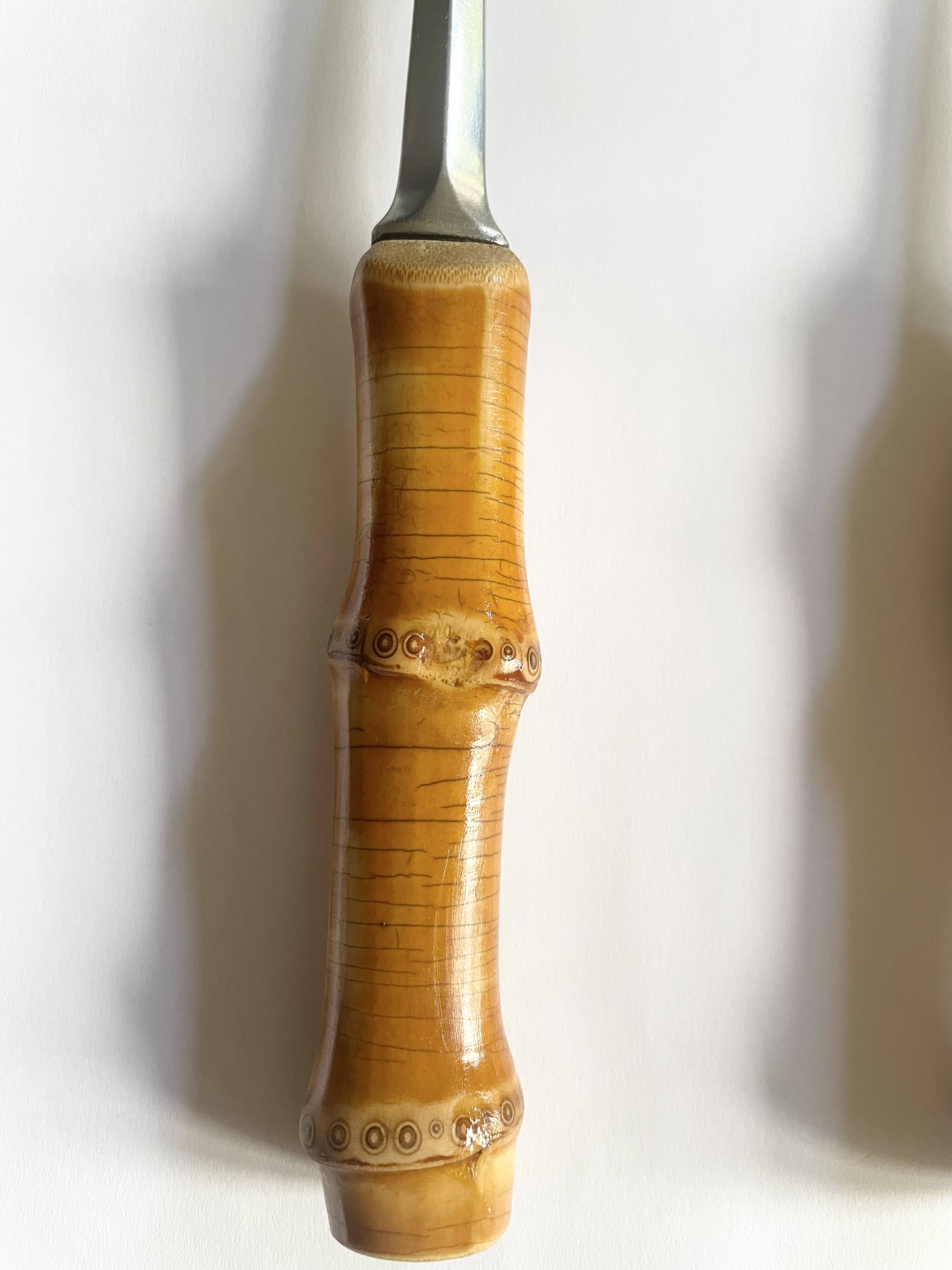 Salad servers with bamboo handles