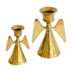 Duo of brass angel candle holders