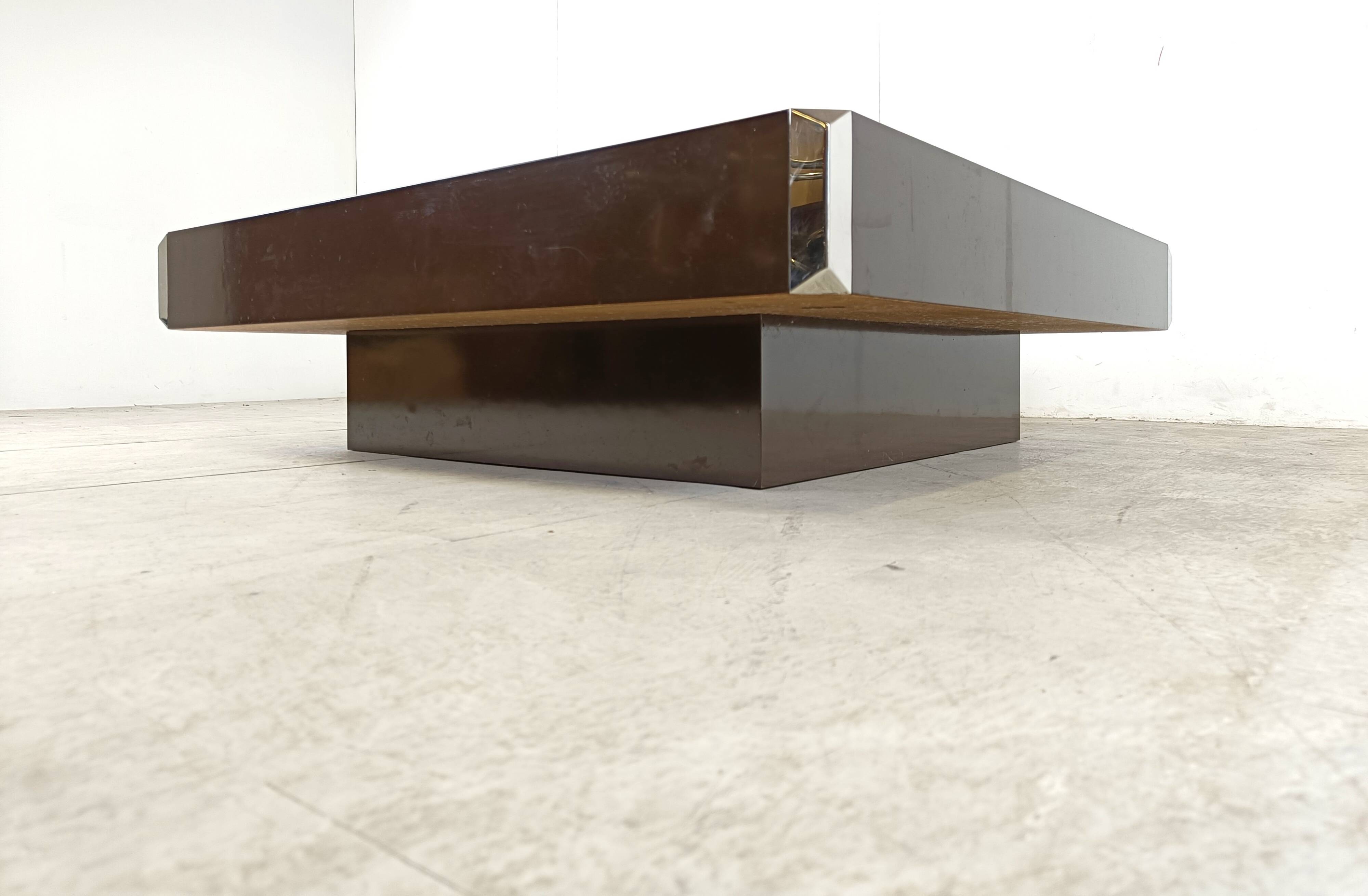 Square Alveo coffee table by Willy Rizzo, 1970s