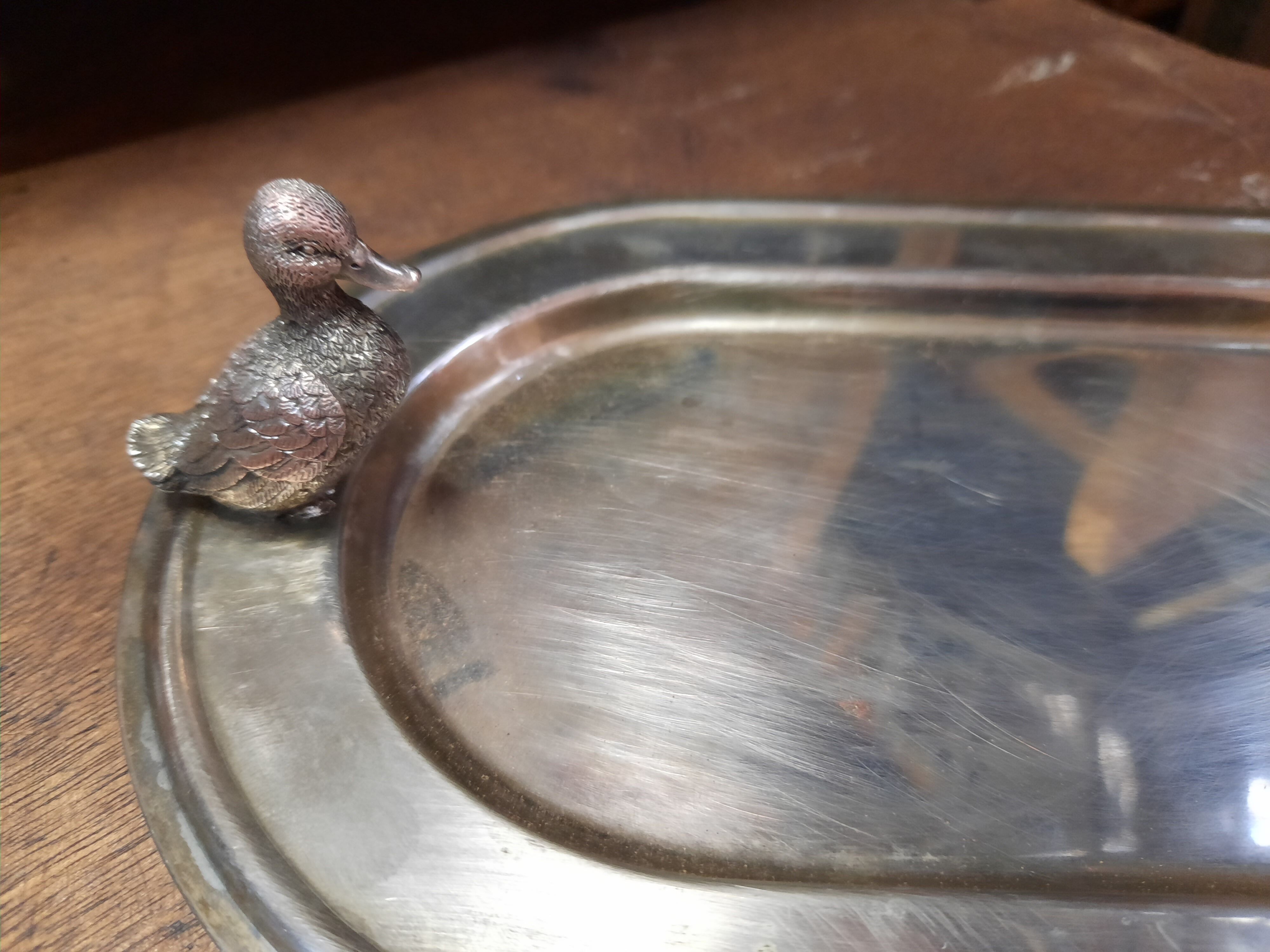 Silver metal tray