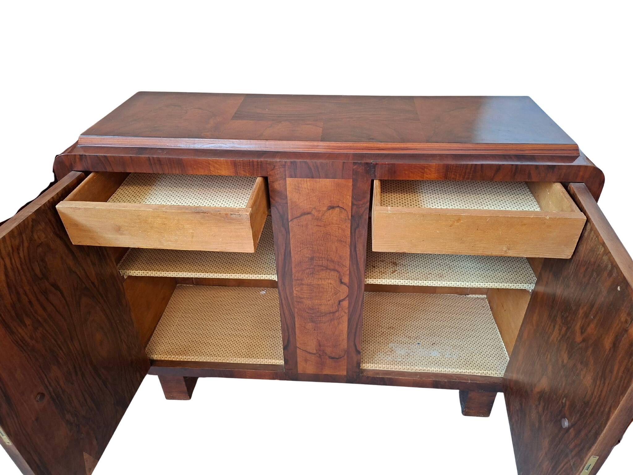Coppia di credenze Art Deco anni '30 in radica