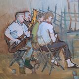 Tableau ancien - Huile sur Toile - Musiciens  d'Orchestre