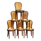 Série de 6 chaises dites “raquettes”, de style Louis XVI en acajou