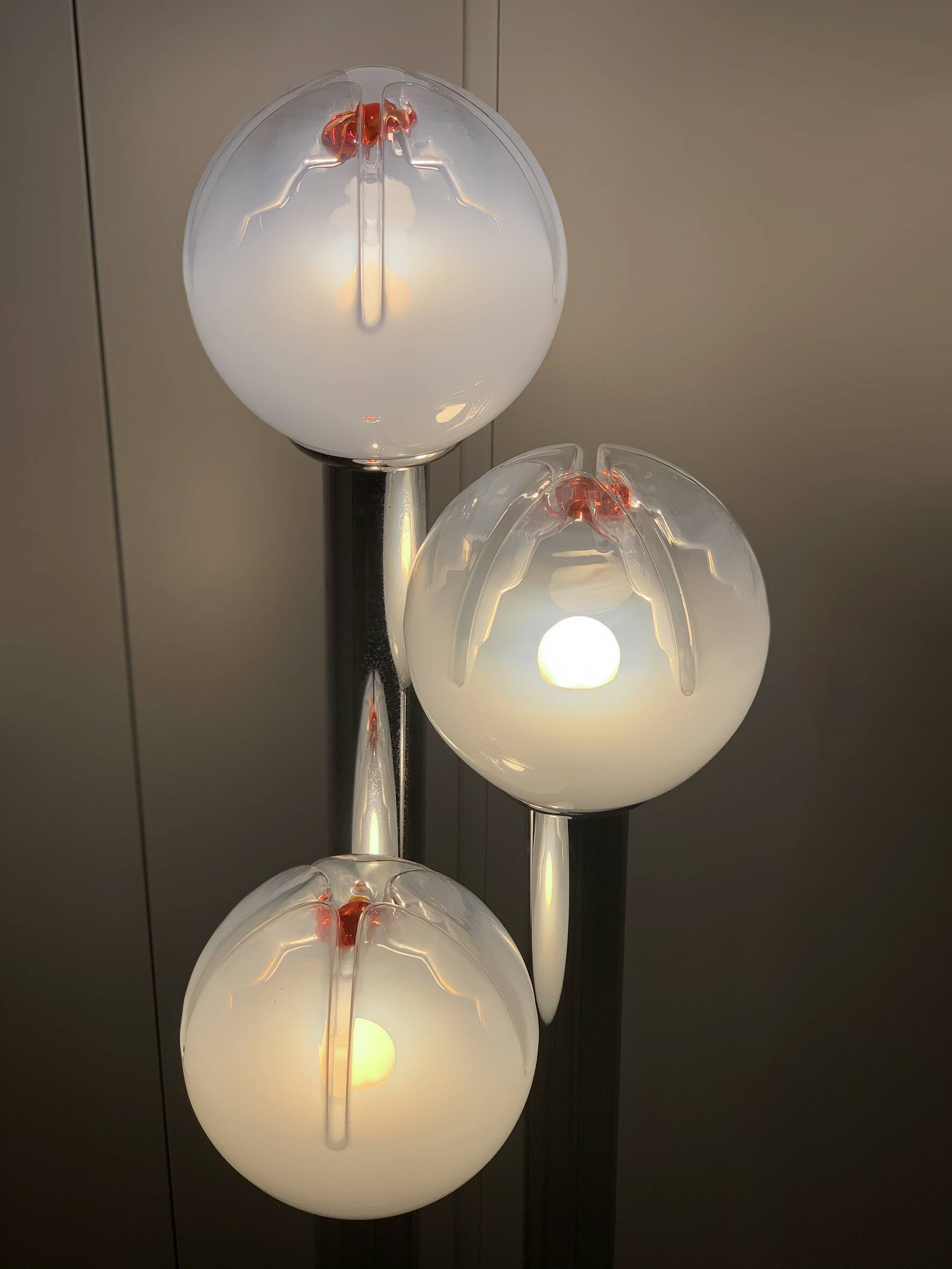 Mazzega chrome and Murano glass floor lamp, 1970s