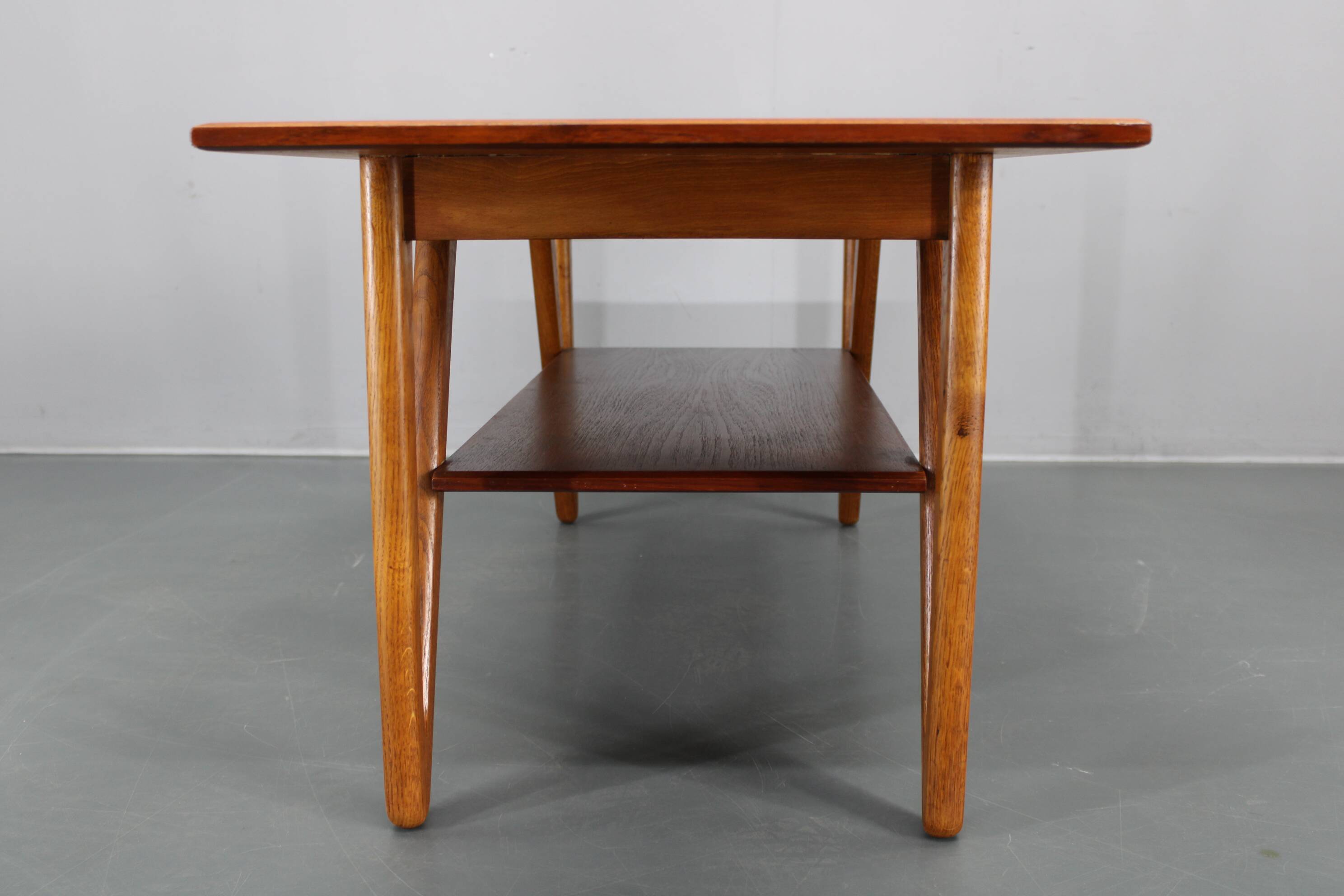 1960s Danish Coffee Table in Teak and Oak, Restored Scandinavian Modern Des