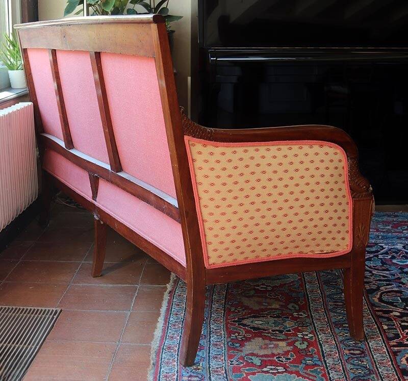 Empire bench, Restoration sofa in mahogany