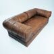 Brown Modular Leather Patchwork Sleeping Sofa Daybed, 1970s