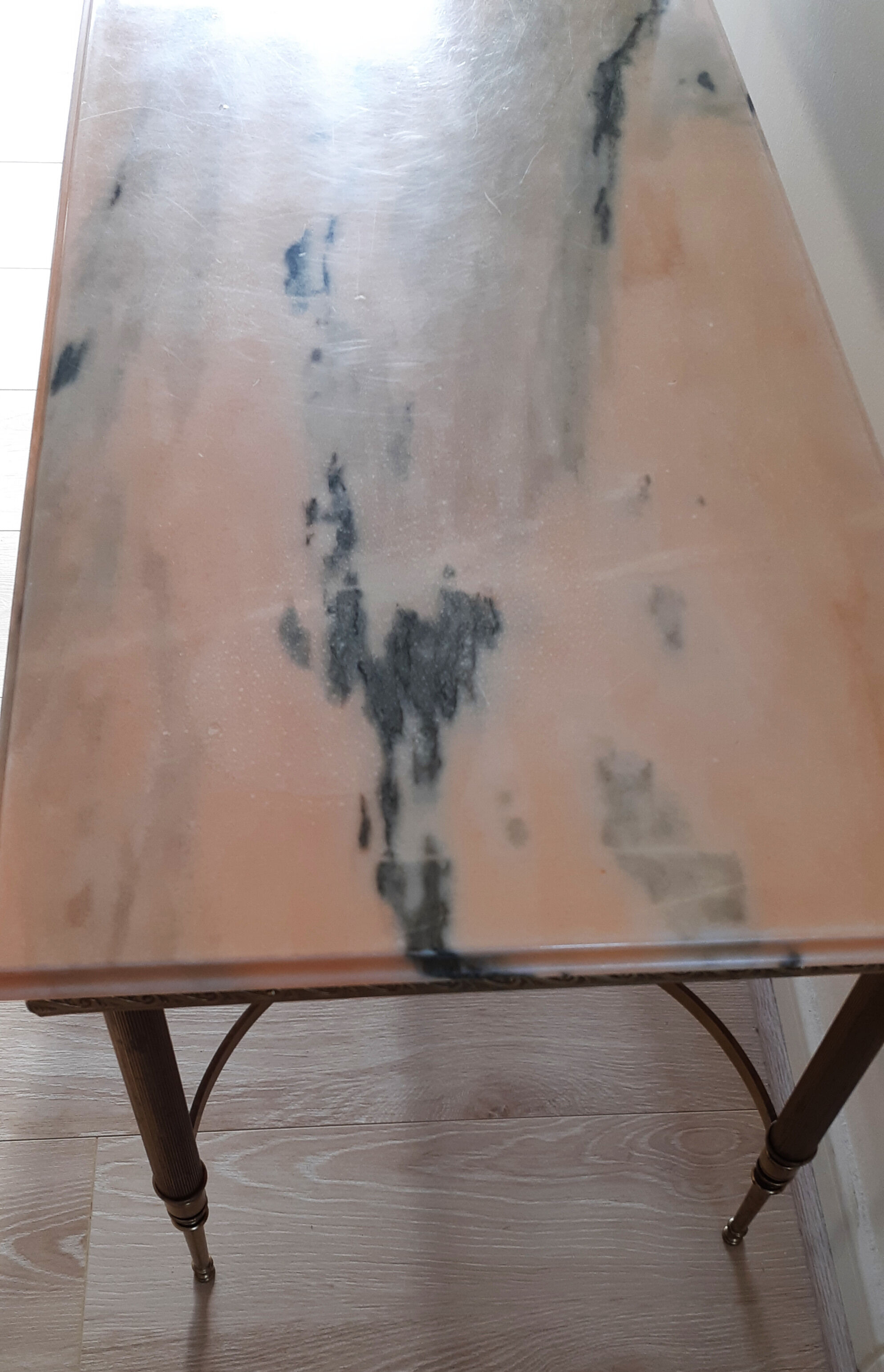 Bronze and marble coffee table