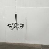 Vintage wrought iron candlestick chandelier by Ehlén Johansson for Ikea, 1990s.