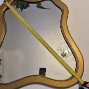 Vintage organic bevelled gold wooden mirror, Art Deco period.