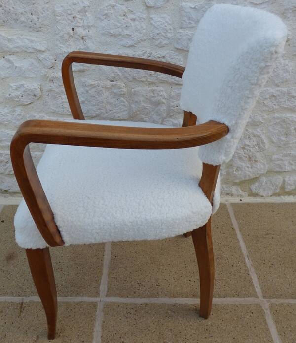 Fauteuil bridge chic art déco année 50 totalement restauré et cousu main
