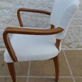 Chic Art Deco bridge chair from the 1950s, fully restored and hand-stitched