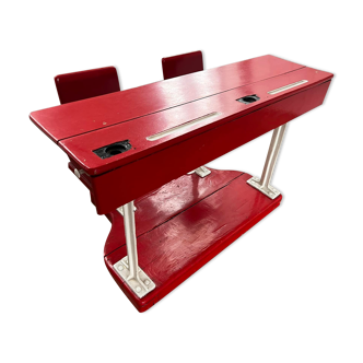 METAL AND SOLID WOOD SCHOOL DESK