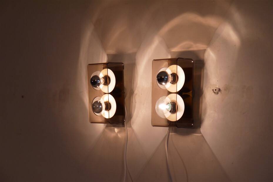 Plexiglas wall lights by Jocelyne Trocmé 1970