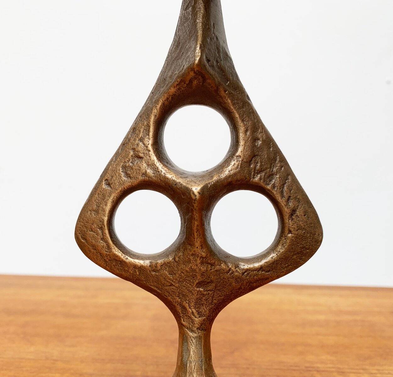 Brutalist metal candlestick mid-century