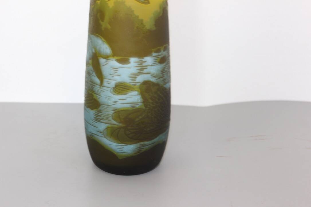 Vase Gallé Tip Au Libellule Et Grenouille Vers 1980