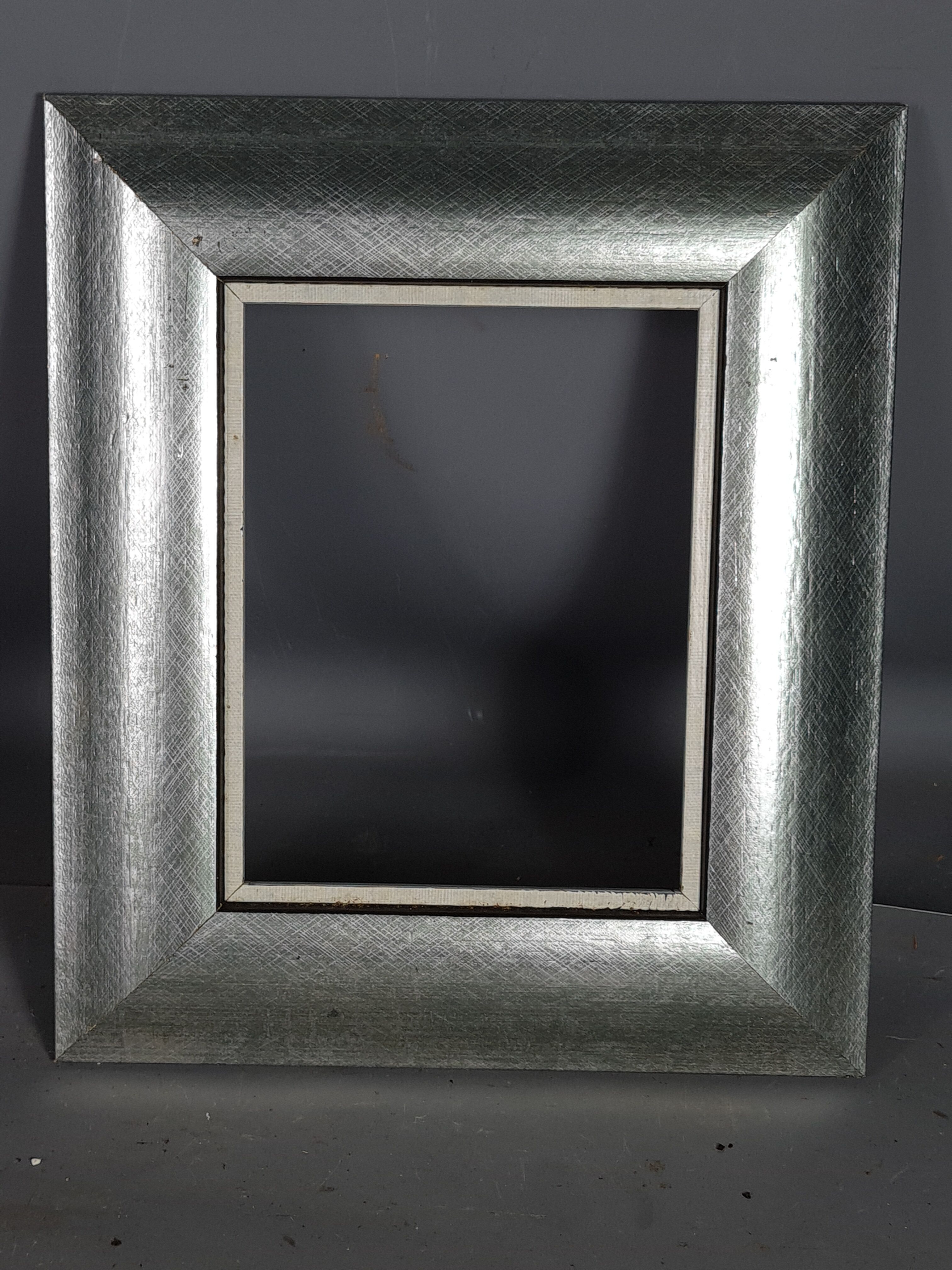 Frame wood lacquer silver 28,5x24,5 foliage 18,6x14,6 cm used