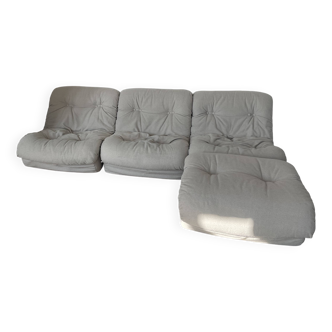 Canapé modulaire 3 fauteuils et pouf