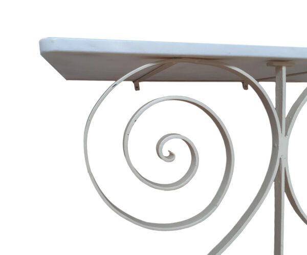 Console Fer Forgé Et Marbre Blanc Art Deco