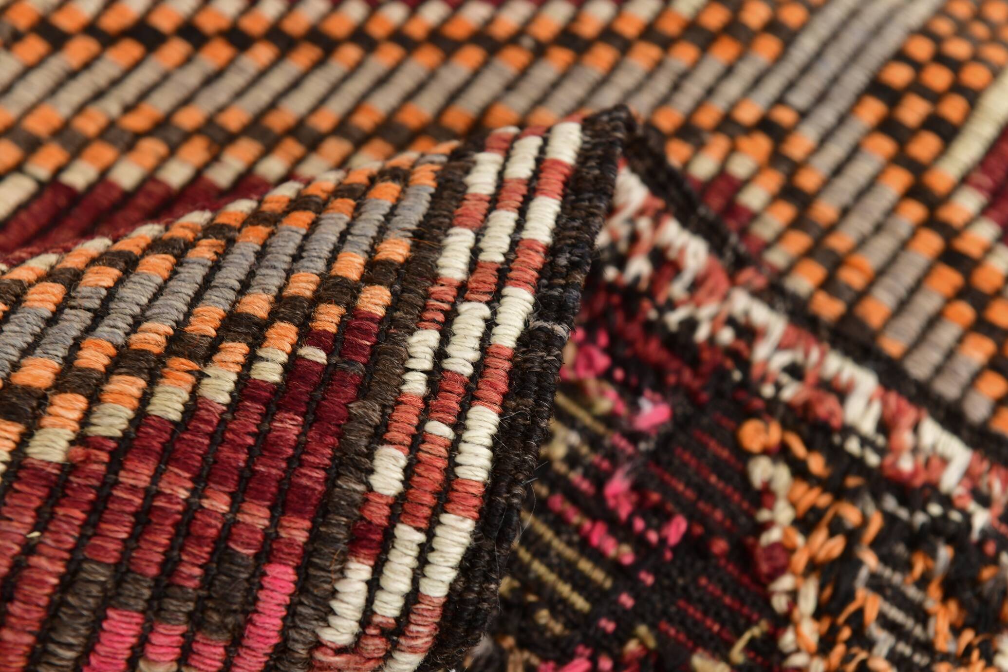 6x10 Geometric Pattern Vintage Kilim Rug, 188x309 Cm