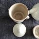 White teapot with filters old and complete p. Precious in Grigny