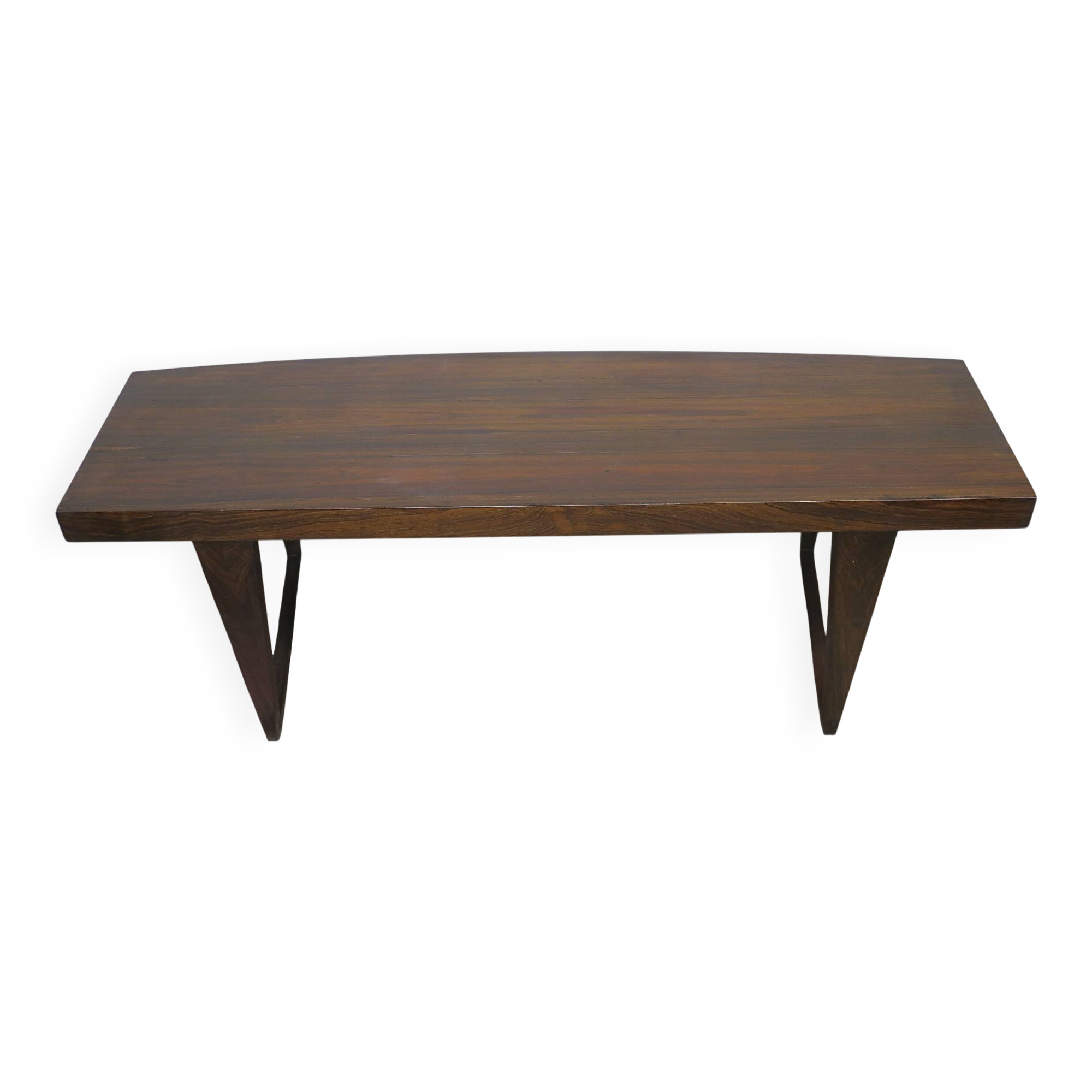Danish rosewood curved coffee table by Leif Hansen, 1960s