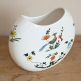 Half-moon vase Gien decoration Birds of Paradise